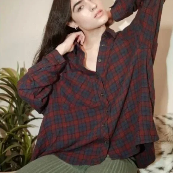 UO BDG Lachlan Flannel Button-Down Shirt - Picture 1 of 4